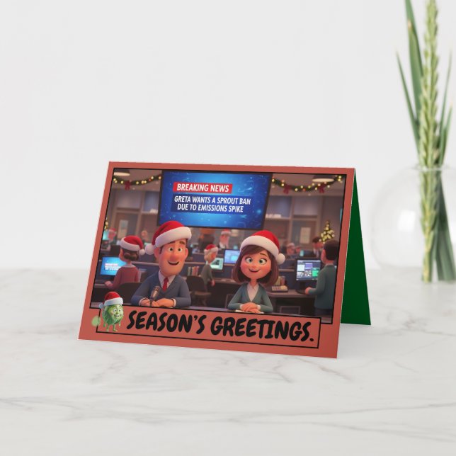 Funny slogan Christmas cards with a Greta theme. (Front)