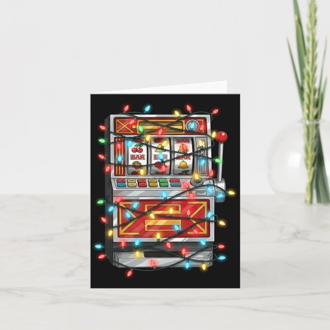 Funny Slot Machine Christmas Graphics Lights Lover Card (Front)