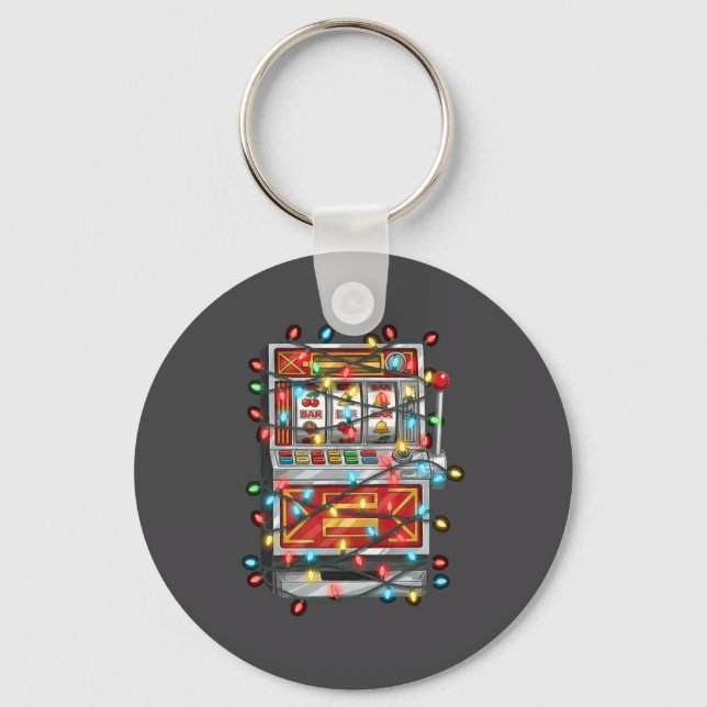 Funny Slot Machine Christmas Graphics Lights Lover Key Ring (Front)