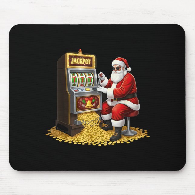 Funny Slot Machine Santa Christmas Graphic Casino  Mouse Pad (Front)