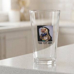 Funny Sloth Add Your Text Computer Games Cartoon Glass
