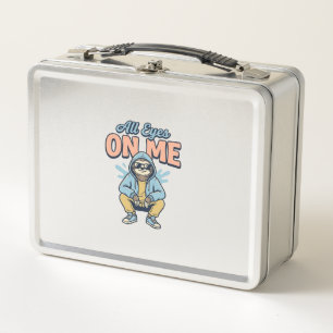 Funny Sloth All Eyes On Me Vintage Vector Design_1 Metal Lunch Box