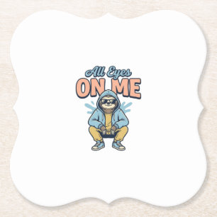 Funny Sloth All Eyes On Me Vintage Vector Design_1 Paper Coaster