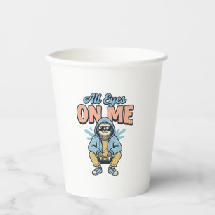 Funny Sloth All Eyes On Me Vintage Vector Design_1 Paper Cups