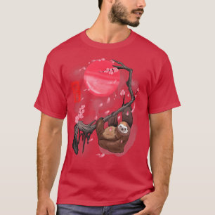 Funny Sloth at Cherry Blossoms Tree Cool Sakura Ma T-Shirt