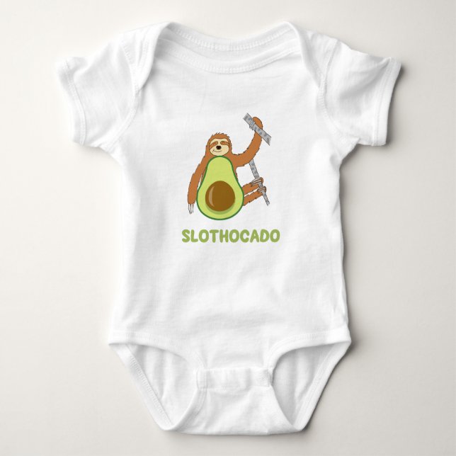 Funny Sloth Avocado Baby Bodysuit (Front)