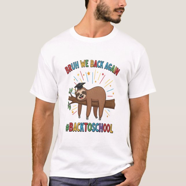 Funny Sloth Back to School T-Shirt (Front)
