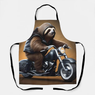 Funny Sloth Bikie On A Motorbike, Apron