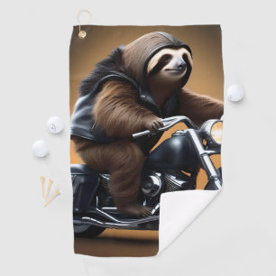 Funny Sloth Bikie On A Motorbike, Golf Towel