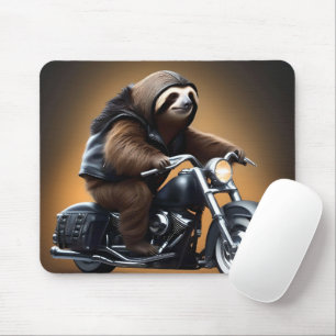 Funny Sloth Bikie On A Motorbike, Mouse Pad