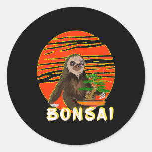 Funny Sloth  Bonsai Tree Gift  Yoga Masters Classic Round Sticker