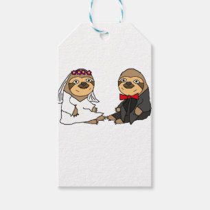 Funny Sloth Bride and Groom Wedding Gift Tags