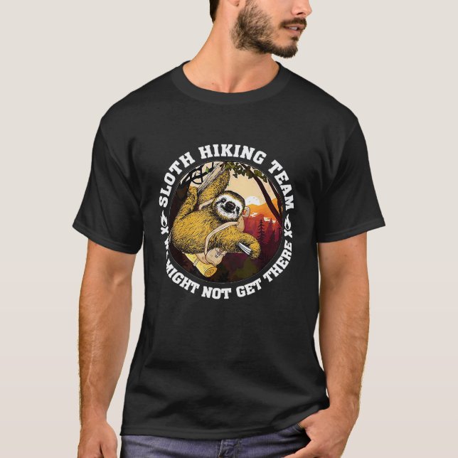 Funny Sloth  Camping Sloth Hiking Team T-Shirt (Front)
