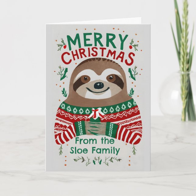 Funny Sloth Christmas  Card (Front)
