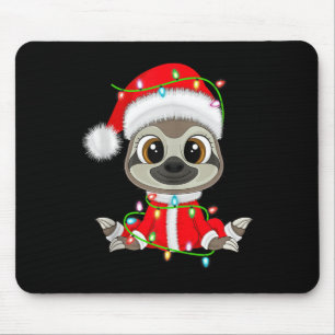 Funny Sloth Christmas Lights Santa Costume Cute An Mouse Pad