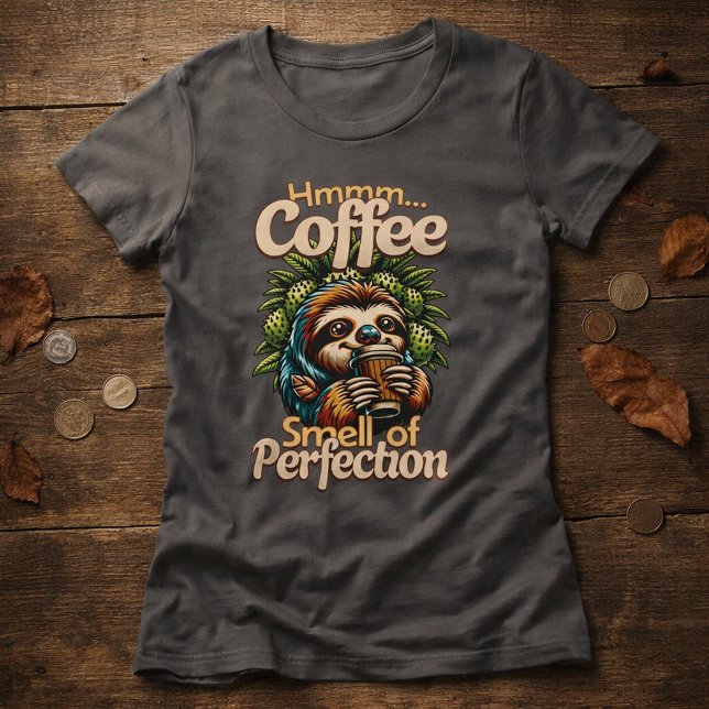 Funny Sloth Coffee Drinker T-Shirt (Creator Uploaded)