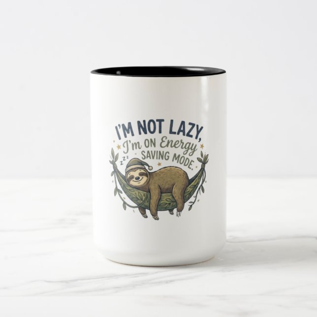 Funny Sloth Coffee Mug | Energy Saving Mode Sloth  (Center)