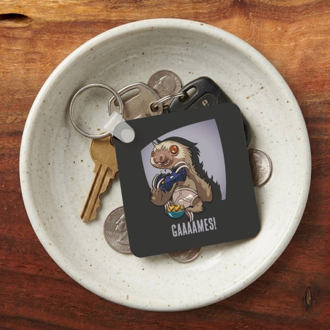 Funny Sloth Computer Gamer Gaaaames! Video Games Key Ring (Creator Uploaded)