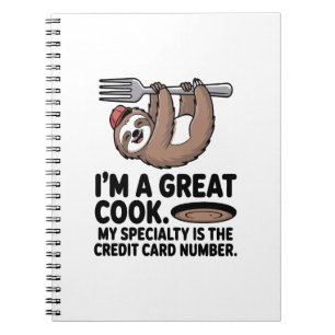Funny Sloth Cook Hanging on a Fork Notebook