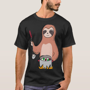 Funny Sloth Cooking Cute Sloth Chef Lazy Forest An T-Shirt