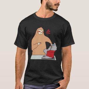 Funny Sloth Cooking Falling Asleep Ironic Cute Slo T-Shirt