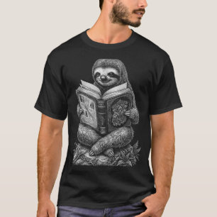 Funny sloth cottagecore fairycore librarian books T-Shirt