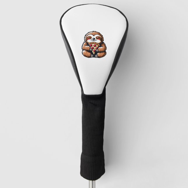 Funny Sloth eating Pizza, Kawaii Animal Lover Clas Golf Head Cover (Front)