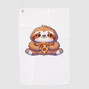 Funny Sloth eating Pizza, Kawaii Animal Lover Clas Golf Towel