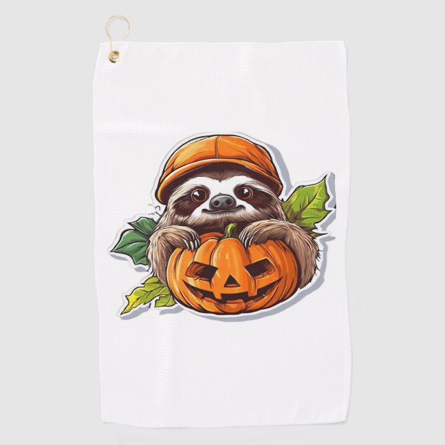 Funny Sloth eating Pizza, Kawaii Animal Lover Clas Golf Towel (Front)