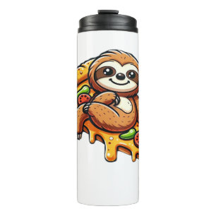Funny Sloth eating Pizza, Kawaii Animal Lover Clas Thermal Tumbler