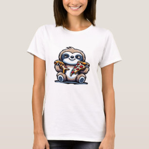Funny Sloth eating Pizza, Kawaii Animal Lover Over T-Shirt