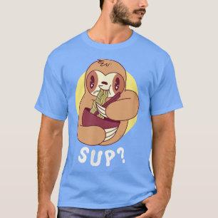 Funny Sloth Eating Ramen Noodles Japanese Anime Ra T-Shirt