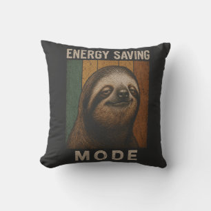 Funny Sloth Energy Saving Mode Retro Design Cushion