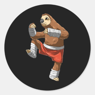 Funny Sloth Fighter - Muay Thai Kickboxing Gift Classic Round Sticker