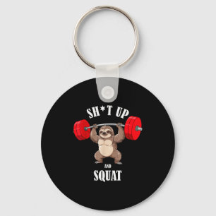 Funny Sloth Fitness Squating Workout Weightlifting Key Ring