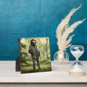 Funny Sloth Golf Player, Plaque