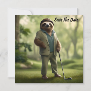 Funny Sloth Golf Player, Save The Date