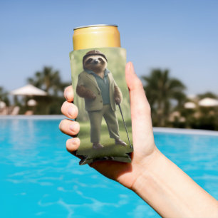 Funny Sloth Golf Player, Seltzer Can Cooler