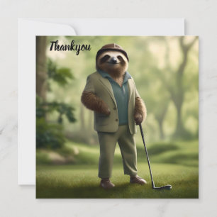 Funny Sloth Golf Player, Thank You Card
