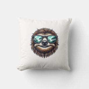 Funny Sloth Graphic with Sunglasses, Men Women Kid Cushion
