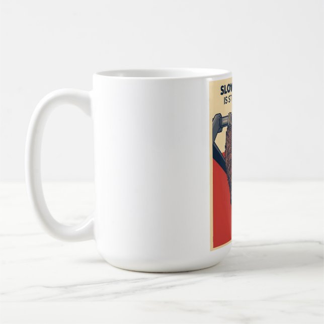 Funny Sloth Gym Motivation Poster - Slow Progress  Coffee Mug (Left)
