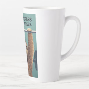 Funny Sloth Gym Motivation Poster - Slow Progress Latte Mug