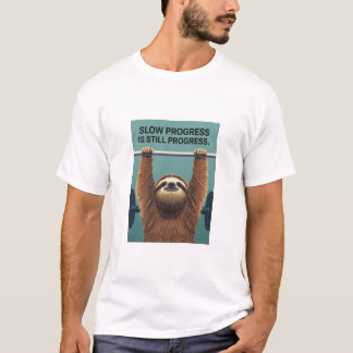 Funny Sloth Gym Motivation Poster - Slow Progress  T-Shirt