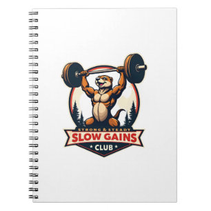 Funny Sloth Gym Shirt Vintage Strong and Slow Desi Notebook