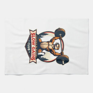 Funny Sloth Gym Shirt Vintage Strong and Slow Desi Tea Towel