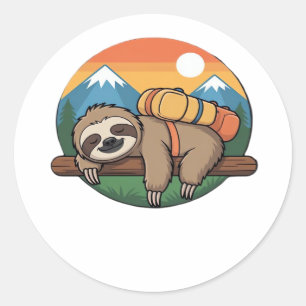 Funny Sloth Hiking Classic T-Shirt_1 Classic Round Sticker
