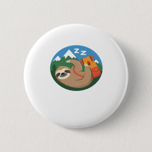 Funny Sloth Hiking Classic T-Shirt_2 6 Cm Round Badge