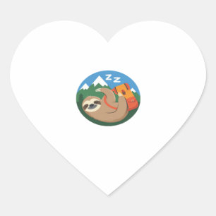 Funny Sloth Hiking Classic T-Shirt_2 Heart Sticker