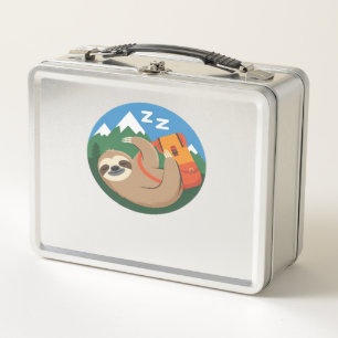 Funny Sloth Hiking Classic T-Shirt_2 Metal Lunch Box