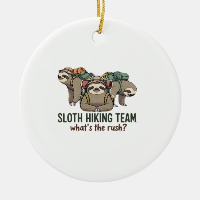 Funny Sloth Hiking Classic T-Shirt_5 Ceramic Tree Decoration (Front)